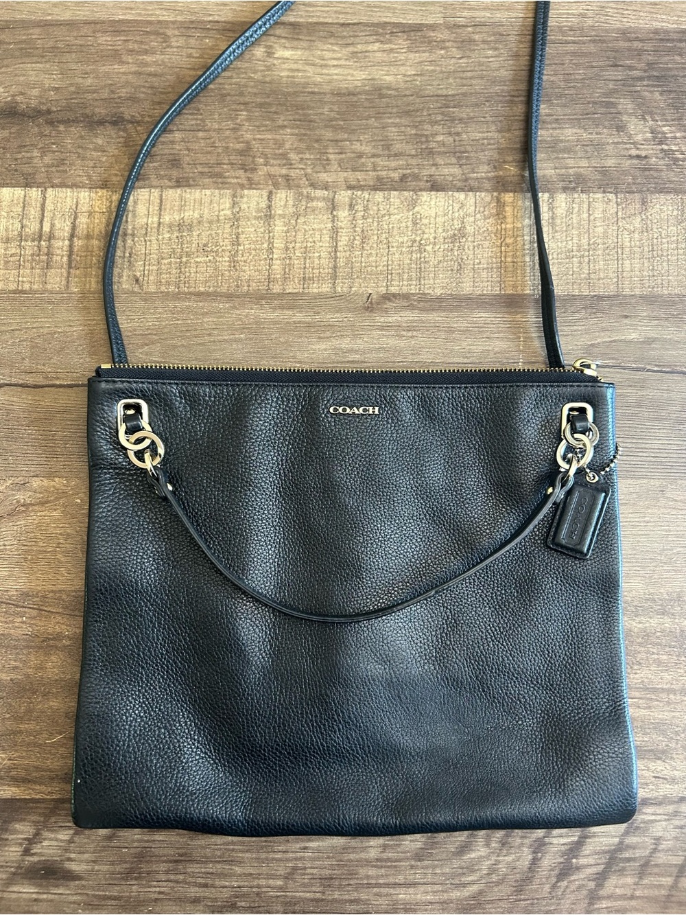 Coach Black Pebbled Leather Madison Convertible Crossbody Bag